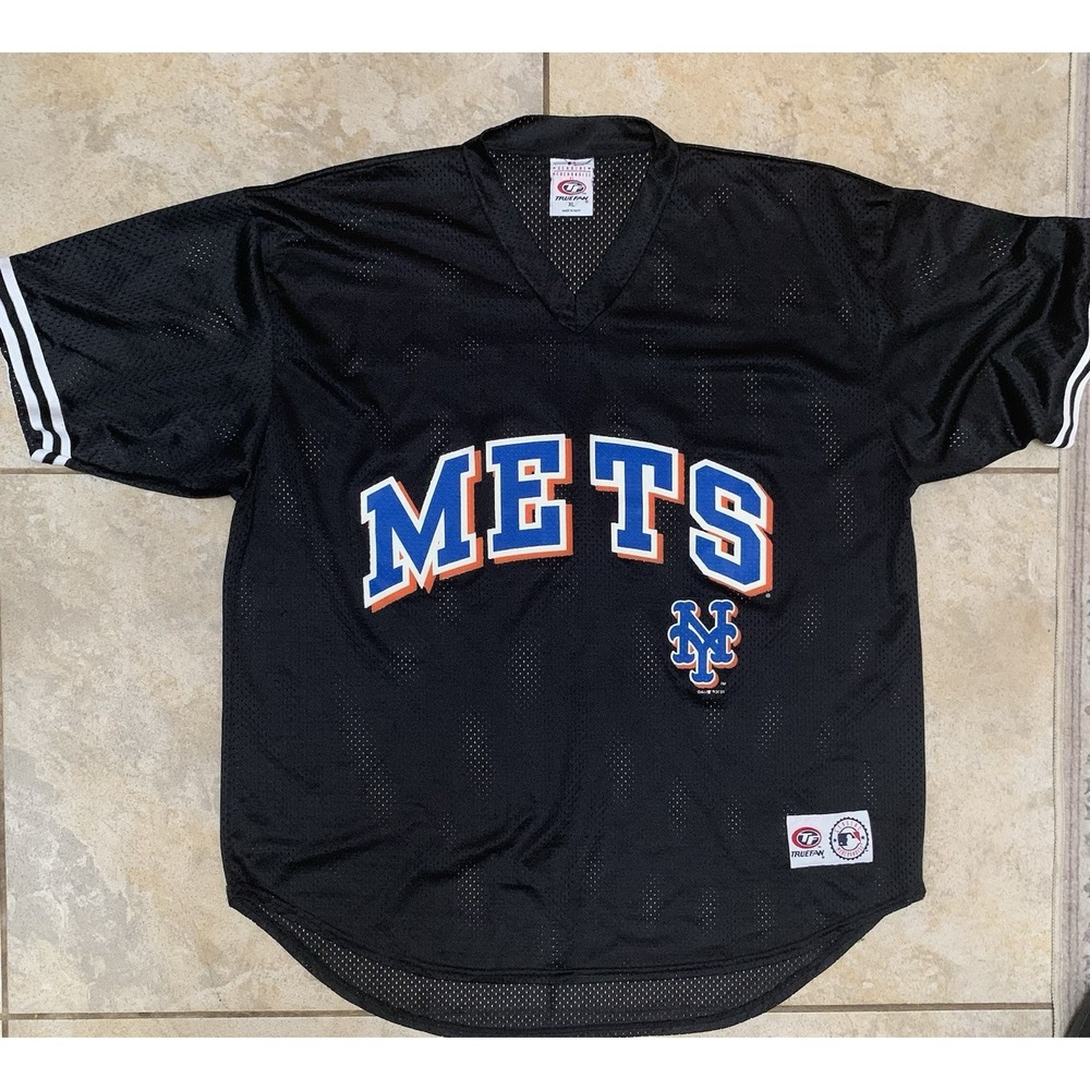 Vintage New York Mets Jersey Black Mesh Majestic Stitched Blank Men's Size XL